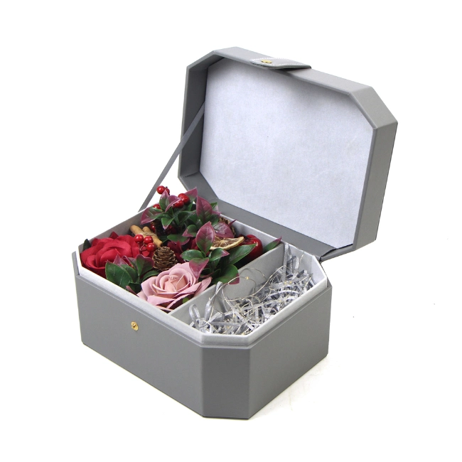 PVC Artificial Rose Flower Box for Christmas Festival Wedding Birthday Gift