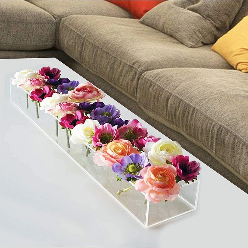 Wholesale Rectangle Eternal Preserved Flowers Clear Acrylic Rose Flower Display Box with Hole and Lid