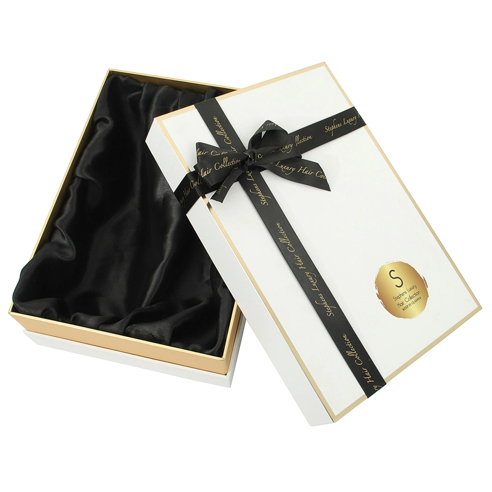 Luxury Rigid Satin Lined Gift Paper Box for Wigs Packing with Custom Logo